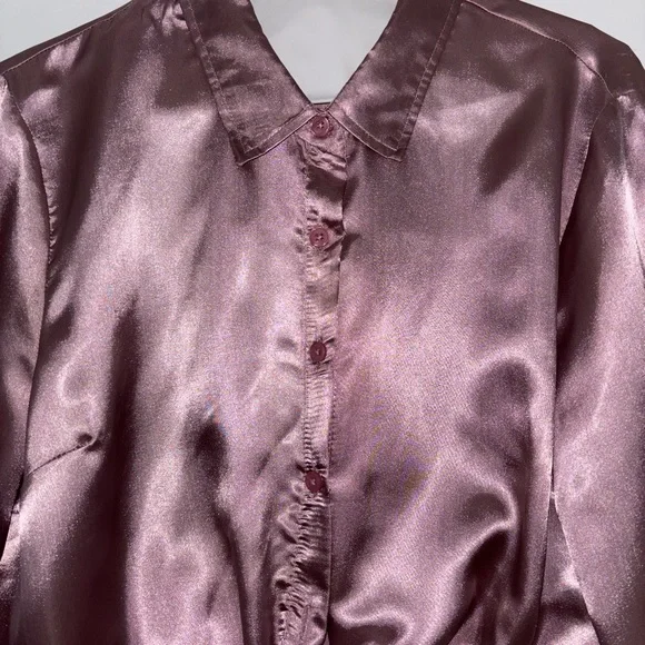 Satin Tie-Front Blouse - Dusty Rose - Picture 7 of 9